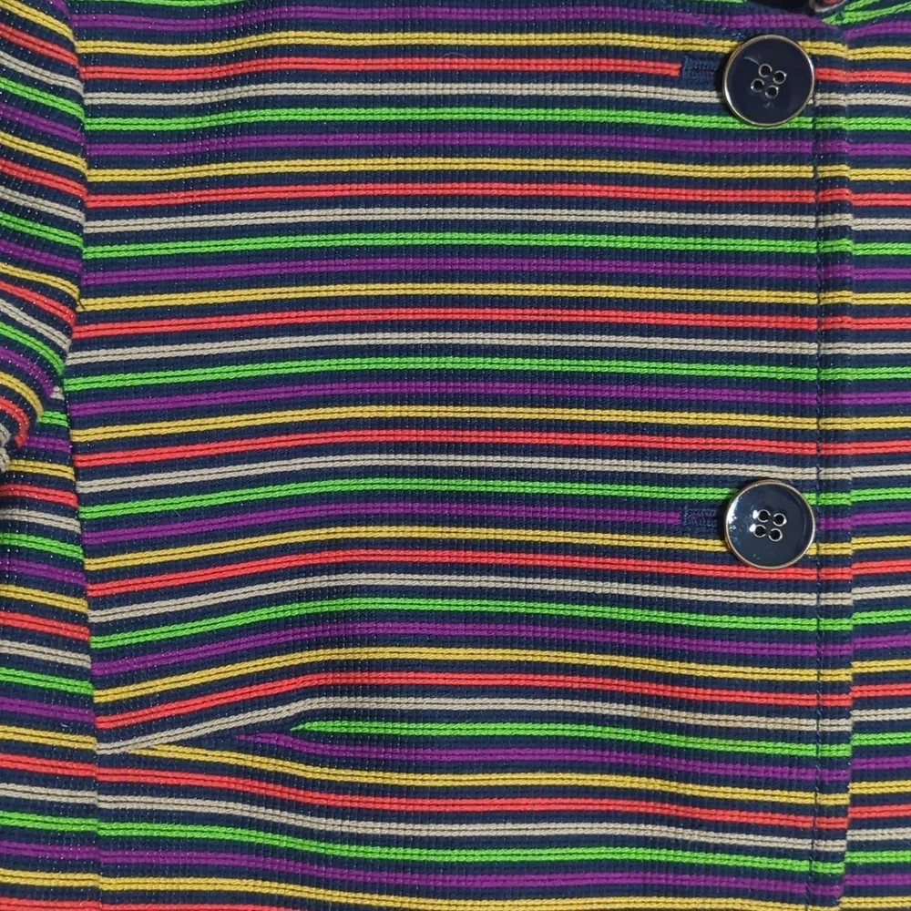 Talbots Women's Blazer Rainbow Striped‎ Mandarin Collar Button Front Colorful 10